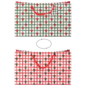 Busta regalo 39x15x23 cm in carta con manici in  tessuto, Natale coi fiocchi