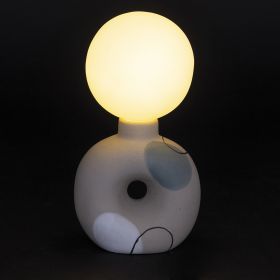 Lampada globo led a batteria in gres h. 18 cm, base con foro, More Amor