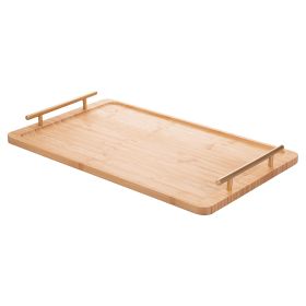 Vassoio 50x30 cm in bamb&#249;, manici dorati, Natural