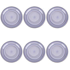 Set 6 piatti frutta in gres dipinto a mano, indaco, 4 Toni