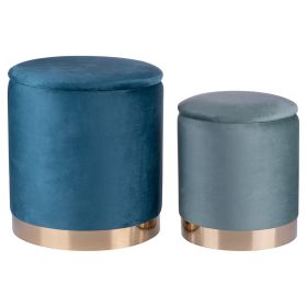 Set 2 pouf contenitore in tessuto effetto velluto, Sibilla