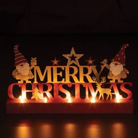 Scritta natalizia led con gnomi, 30x4x17cm, Santa&#39;s House