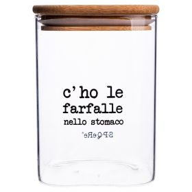 Barattolo pasta 1 L in vetro, coperchio in bamb&#249;, S.P.Q.eRe