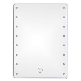 Specchio make-up 16 led, a batteria, 16,5x22 cm, bianco, Vanity