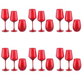 Set bicchieri acqua e calici vino da 18 pezzi, Rubino Red Sibilla