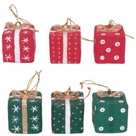 Set 6 appendini pacco regalo realizzati a mano in cartapesta, Xmas Paper