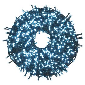 Filo 1500 led bianco freddo 45 m, uso esterno, 8 giochi di luce, Santa&#39;s Hous