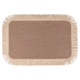 Tovaglietta rettangolare in juta, frange in carta