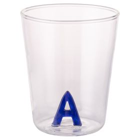 Bicchiere 420 ml in vetro borosilicato, lettera A interna in 3D, Monogram