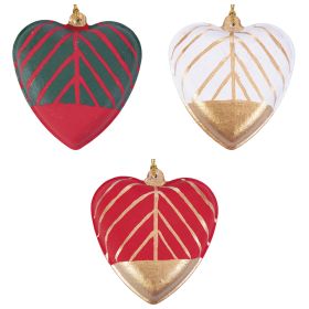 Set 3 appendini cuore realizzati a mano in cartapesta, XMas Paper