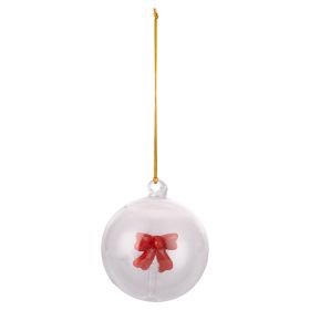 Pallina natalizia in vetro borosilicato, decorazione interna fiocco 3D, Xmas
