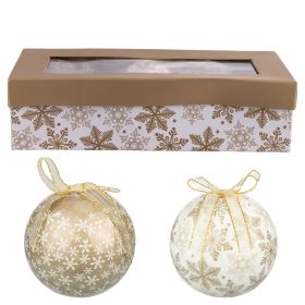 Set 7 palle natalizie con fiocco, oro, Santa&#39;s House