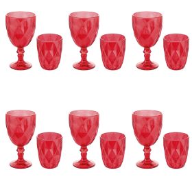 Set bicchieri acqua e calici vino da 12 pezzi, Elizabeth Red Sibilla