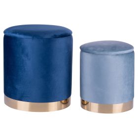 Set 2 pouf contenitore in tessuto effetto velluto, Sibilla