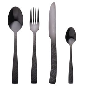 Set 24 posate in acciaio inox lucido, impugnatura opaca, nero, Bali Sibilla