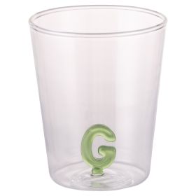 Bicchiere 420 ml in vetro borosilicato, lettera G interna in 3D, Monogram