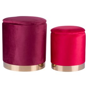 Set 2 pouf contenitore in tessuto effetto velluto, Sibilla