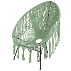 Sedia lounge macram&#232;, intreccio in cotone, acquamarina, Sibilla