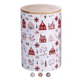 Biscottiera 2 L in ceramica, coperchio in bamb&#249;, Santa&#39;s House