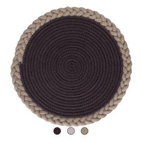 Tovaglietta in policotone, cornice intrecciata in juta, Shades of chocolate