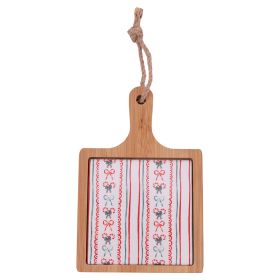 Tagliere in ceramica e bamb&#249;,19,5x13 cm, Natale coi fiocchi