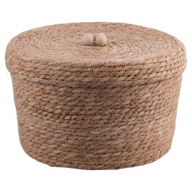 Cestino multiuso con coperchio in fibra naturale, 32x21cm, Sibilla