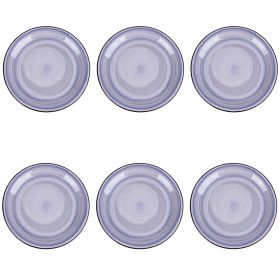 Set 6 piatti piani in gres dipinto a mano, indaco, 4 Toni