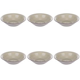 Set 6 piatti fondi in gres dipinto a mano, sabbia, 4 Toni