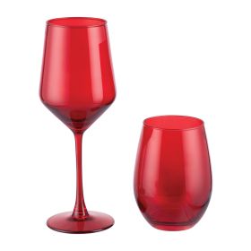 Set bicchieri acqua e calici vino da 12 pezzi, Rubino Red Sibilla