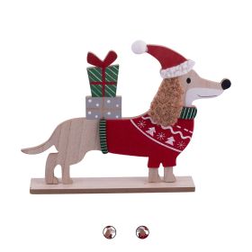 Decorazione Cagnolino natalizio, in legno e feltro h. 21 cm, Natalotto