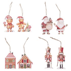 Set 2 appendini natalizi in legno, laccetto in juta, Santa&#39;s House