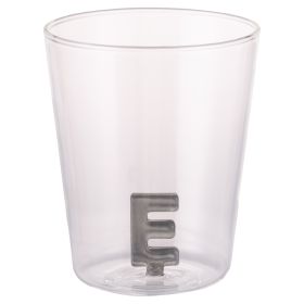 Bicchiere 420 ml in vetro borosilicato, lettera E interna in 3D, Monogram