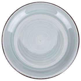 Set 6 piatti fondi in gres dipinto a mano, verde salvia, 4 Toni