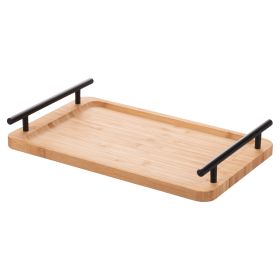Vassoio 33x20 cm in bamb&#249;, manici neri, Natural