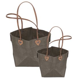 Set 2 sacchetti verdi milleusi in similpelle e carta