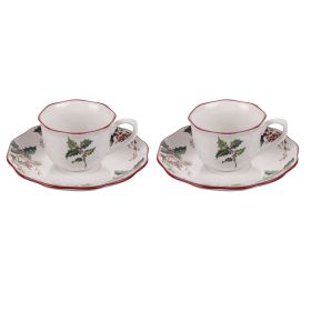 Set 2 tazzine caff&#232; 100 ml con piattino, Vintage Xmas