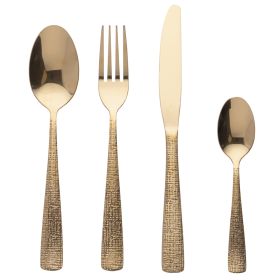 Set 24 posate in acciaio inox, oro lucido, Texture