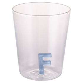 Bicchiere 420 ml in vetro borosilicato, lettera F interna in 3D, Monogram