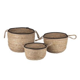 Set 3 ceste in fibra naturale e corda, Natural