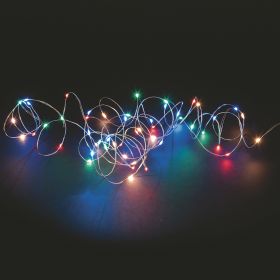 Filo 10 microled a batteria, multicolor, uso interno, 1 m, Santa&#39;s Hous