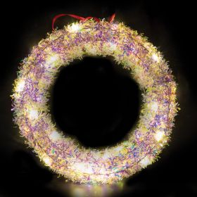 Ghirlanda led a batteria 40 cm in ferro e pet iridescente, Santa&#39;s House