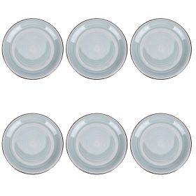 Set 6 piatti frutta in gres dipinto a mano, verde salvia, 4 Toni