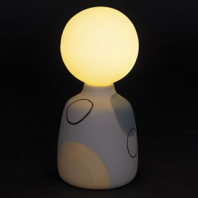 Lampada globo led a batteria in gres h. 18 cm, base cerchi