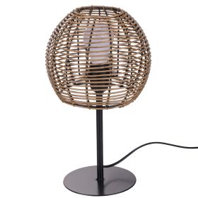 Lanterna da tavolo a semisfera h. 36 cm effetto rattan, marrone, Sibilla