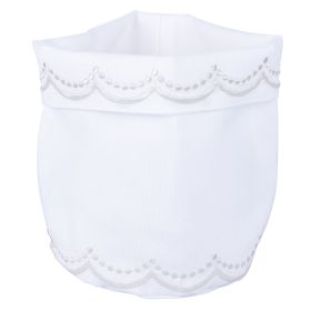 Cestino pane bianco, decoro puntini argento, XMas