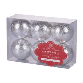 Set 6 palle di Natale argento &#216; 6 cm, Santa&#39;s House