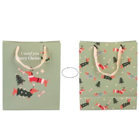 Busta regalo 22x10x26 cm in carta con manici in  tessuto, Natalotto