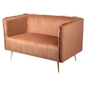 Divano vintage 2 posti 126x75x82 cm, cammello, Sibilla