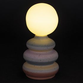 Lampada globo led a batteria in gres h. 18 cm, base anelli