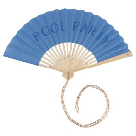 Ventaglio Pool Party azzurro, manico in bamb&#249;, Tinte uniche